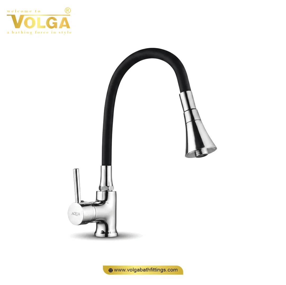 KM-010 Single Lever Sink Mixer with Black Spout Table Mounted